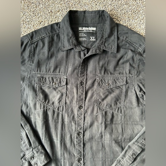 5/$25 MK machine Push the Limit men’s black button up shirt size XL - Picture 2 of 7